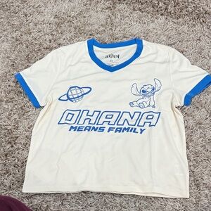 Disney Stitch Cream and Blue Jersey Top